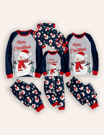 Christmas Snowman Print Family Matching Pajamas Sets